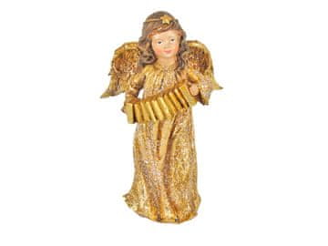 FIGURICA ANGEL Z BOŽIČNO DARILO, KI IGRA HARMONIKO