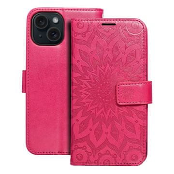 OEM Torbica MEZZO Book za iPhone 15, mandala, magenta
