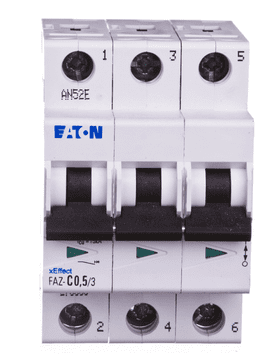 Eaton Odklopnik 3P C 0,5A 15kA AC FAZ C05/3 278856