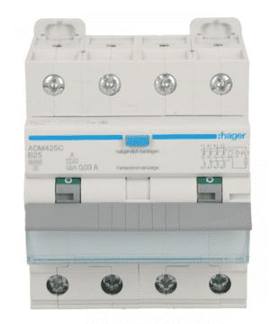 Hager RCBO 4P B25A 0,03A tip A 6kA RCBO ADM425C