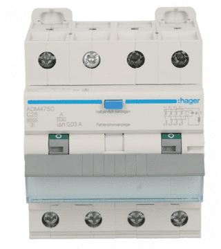 Hager RCBO 4P C25A 0,03A tip A 6kA RCBO ADM475C