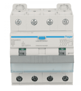 Hager RCBO 4P C40A 0,03A tip A 6kA RCBO ADM490C