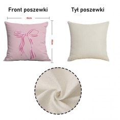 PREVLEKA ZA BLAZINO 45X45 CM ROZA OKRASNA PENTLJA JAŚ MODA STYLE X