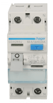 Hager 2P 63A 0,03A diferencialno varovalko tip A CDA263J