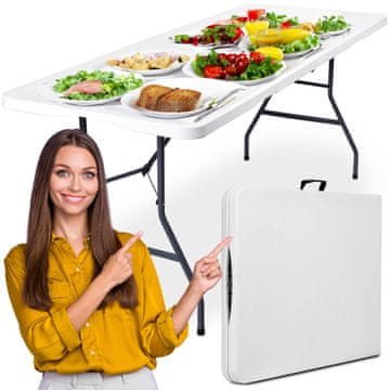 shumee Zložljiva miza za catering Bali bela, 180 cm bela