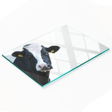 shumee Servirna deska iz kaljenega stekla z grafiko krave 80x52 cm