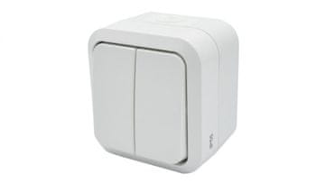 shumee Nadometno dvojno lestensko stikalo Aqua Pro IP55 belo 60223