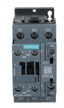 Siemens Močnostni kontaktor 17A 3P 230V AC 1NO 1NC S0 3RT2025-1AP00