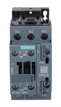 Siemens Močnostni kontaktor 32A 3P 24V DC 1NO 1NC S0 3RT2027-1BB40