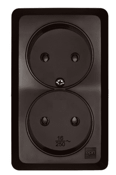 Elektro-Plast Berg dvojna vtičnica brez kontakta 2x2P 16A rjava 3744-05