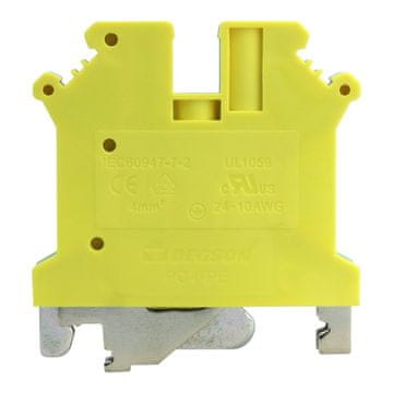 shumee Rumeno-zelen PE vijačni konektor za letev 4 mm2 1P VDE UL