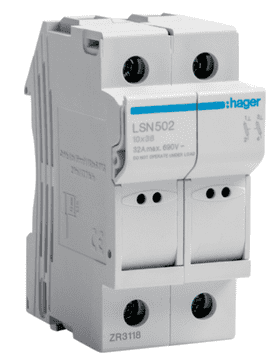 Hager Cilindrično varovalčno stikalo 2P 32A 10x38mm L38 LSN502