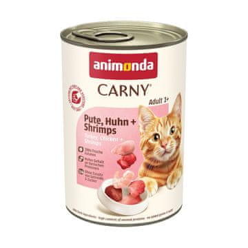 Animonda ANIMONDA Carny Adult puran, piščanec in kozice - mokra hrana za mačke, 400g