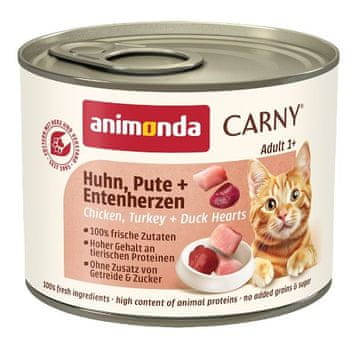 Animonda ANIMONDA Carny Adult piščanec, puran in račje srce - mokra hrana za mačke - 200 g