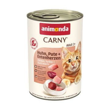 Animonda ANIMONDA Carny Adult piščanec, puran, račja srca - mokra hrana za mačke - 400 g