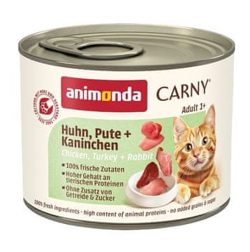 Animonda Animonda Carny Adult Piščanec, puran, kunec - mokra hrana za mačke, 200g