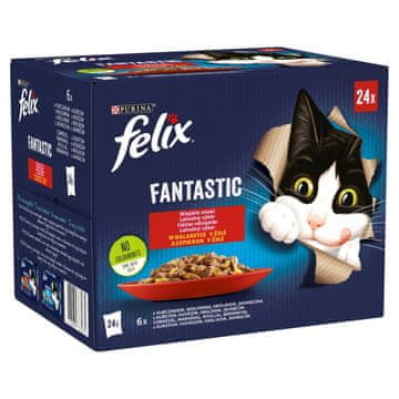 Felix PUI Felix Fantastic Lamb v omaki - hrana za mačke, 24x 85g
