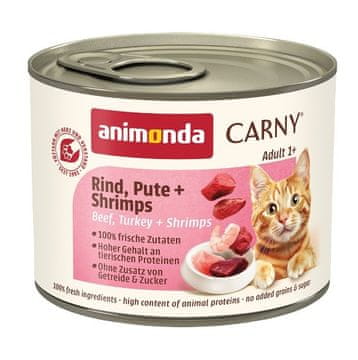 Animonda ANIMONDA Carny Adult Govedina, puran in rakci - mokra hrana za mačke - 200g
