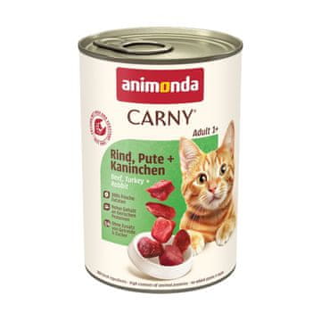 Animonda ANIMONDA Carny Adult - Mokra hrana za mačke, govedina, puran, kunec, 400 g