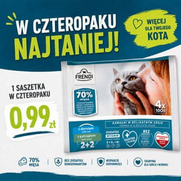 slomart FRENDI Konzerva osliča in postrvi v omaki - mokra hrana za mačke - 4x100g