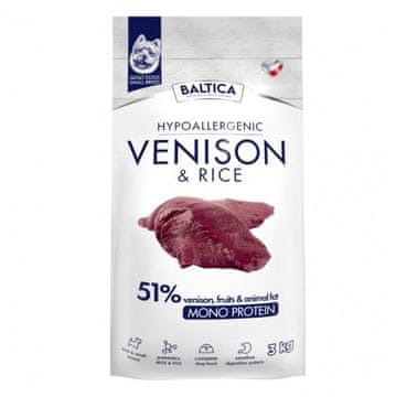 slomart BALTICA Nutraceutic Hipoalergena malih pasem Divjačina z rižem - suha hrana - 3kg