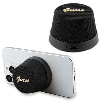 Guess Bluetooth zvočnik Guess Magnetic Script Metal - črn