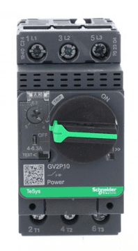 Schneider TeSys Deca motorno odklopnik 3P 2,2 kW 4–6,3 A GV2P10