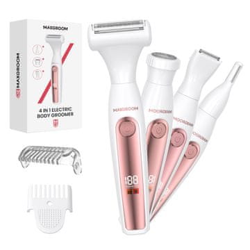 MAXGROOM MAXGROOM ZC-T18 večnamenski ženski brivnik z zamenljivimi nastavki - belo-roza