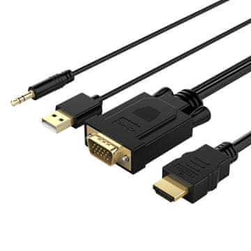 Orico Orico XD-VATH kabel VGA + 3.5mm audio na HDMI Full HD 60Hz z USB napajanjem, 5m - črna