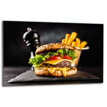 shumee Steklena zaščitna plošča ZA štedilnik 80x52 hamburger