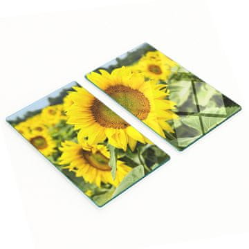 shumee Večnamenske dekorativne steklene table Sončnično polje 2x30x52 cm