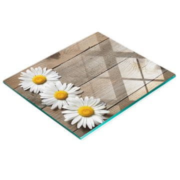 shumee Steklena servirna deska za kuhinjo z grafiko, les daisy, 60x52 cm