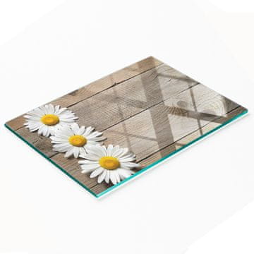 shumee Steklena servirna deska za kuhinjo z grafiko, les daisy, 80x52 cm