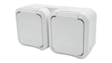 Duwi Aqua Pro nadometna dvojna vtičnica z ozemljitvijo IP55 bela 60225