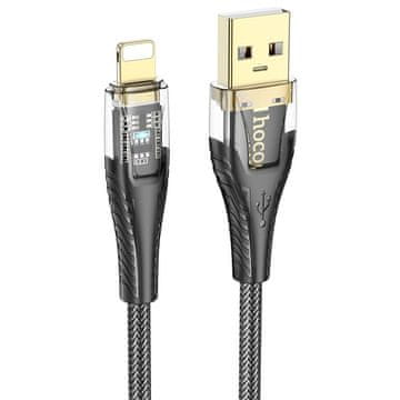 Hoco USB-A–Lightning kabel Hoco 2,4 A, 1,2 m, U121, črn, prozoren