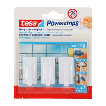 slomart Tesa Powerstrips samolepilni kavelj, mal, bel, 3 kos.