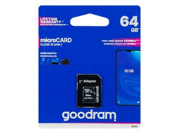 slomart MicroSDXC kartica Blow Goodram 64GB + SD adapter, CL10 UHS-I