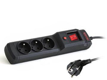 slomart Over napetosti Blow Multi M3, 3 vtičnice, 1,5m kabel, črn