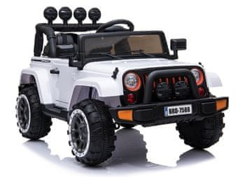 shumee Avtomobil na baterije Jeep BRD-7588 LED luči MP3 daljinski upravljalnik bela 4x4