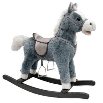 Kona LEAN TOYS Konj na biegunach z zvoki, siv, 74 cm