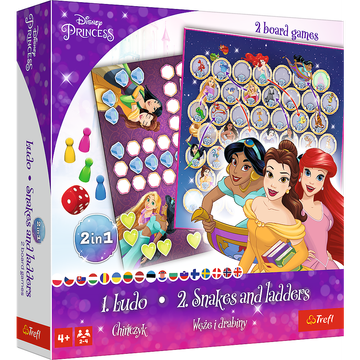 slomart Družabna igra 2v1 TREFL GRY - "Človek ne jezi se" & "Kače in lestve", Disney Princess