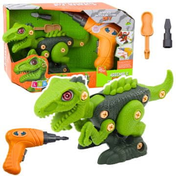 slomart LEAN TOYS Dinozaver za sestavljanje/razstavljanje z baterijsko vrtalko (zelen)