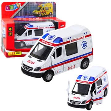 slomart Reševalna rešilec vozilo, kovinski, LEAN TOYS, 1:32, lučke, zvok