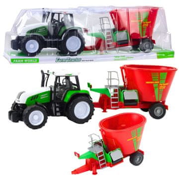 shumee Kmetijski traktor s prikolico za krmo, zelene barve, 50 cm