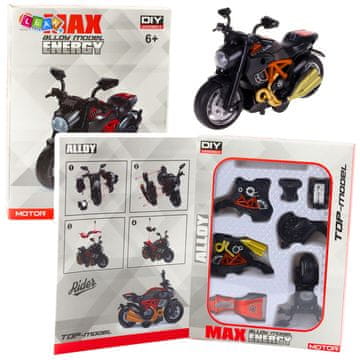 slomart Motor za sestavljanje, kovinski, 1:14, DIY, črno-oranžen