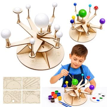 slomart LEAN TOYS Leseni Model Osončja DIY Izobraževalni Komplet
