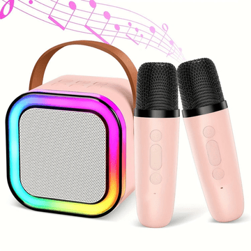 slomart ATL Karaoke set Bluetooth zvočnik + 2 mikrofona, roza