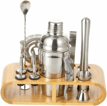 slomart ATL DA98B Barski set, 17 kosov (velik shaker 750ml) z bambusovim stojalom