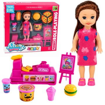 MINI AnP-29598 Mini lutka s blagajno in dodatki LEAN TOYS (Fast Food)