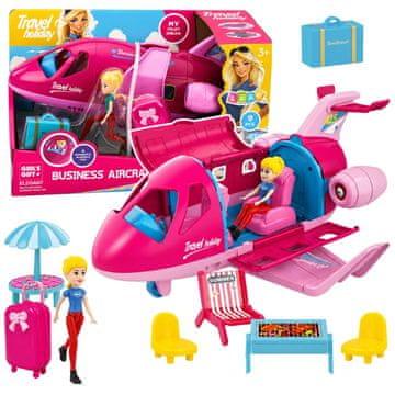 slomart AnP-29606 Raztegljiv letalo za lutke LEAN TOYS, roza (9 el.)